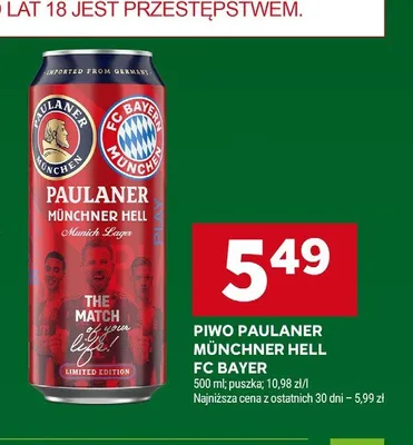 Piwo Paulaner Münchner Hell FC Bayer promocja w Stokrotka