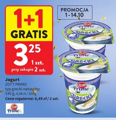 Jogurt typ grecki naturalny Zott Primo promocja w Intermarche