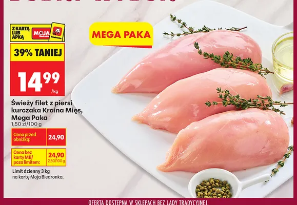 Świeży filet z piersi kurczaka Mega Paka Kraina Mięs promocja w Biedronka
