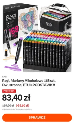 Markery alkoholowe dwustronne Ragi z etui i podstawką promocja w Empik