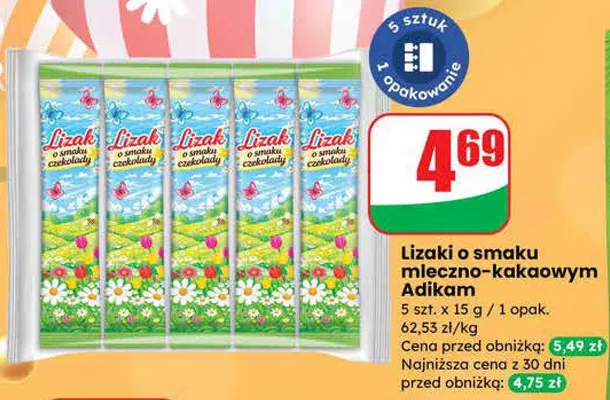 Lizaki o smaku mleczno-kakaowym promocja w Dino