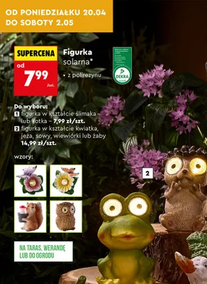 Figurka solarna w kształcie kwiatka, jeża, sowy, wiewiórki lub żaby promocja w Biedronka