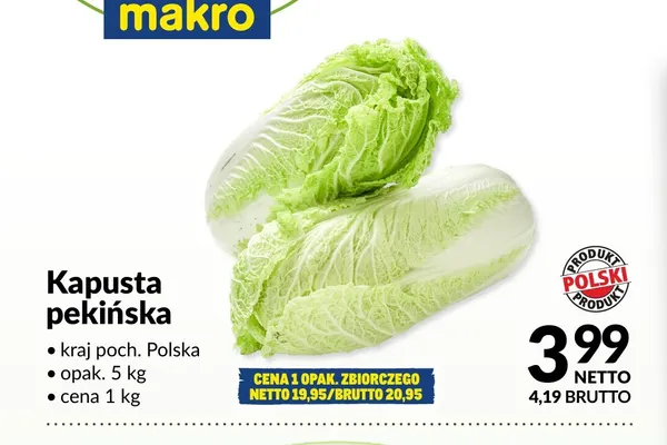 Kapusta pekińska polska promocja w Makro