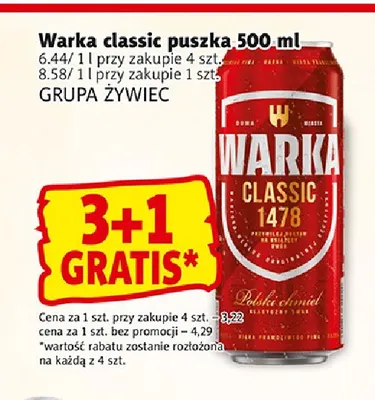 Piwo Warka Classic promocja w Prim Market