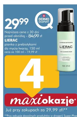 Pianka z prebiotykami do mycia twarzy Lierac promocja w Super-Pharm