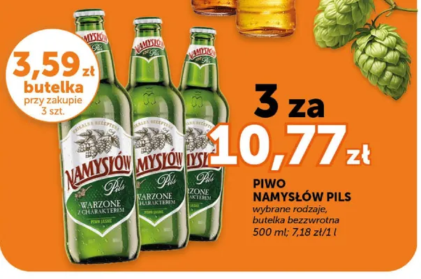 Piwo Namysłów Pils butelka bezzwrotna promocja w Groszek