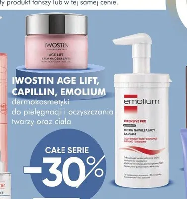 Dermokosmetyki do pielęgnacji i oczyszczania twarzy oraz ciała IWOSTIN AGE LIFT, CAPILLIN, EMOLIUM promocja w Super-Pharm