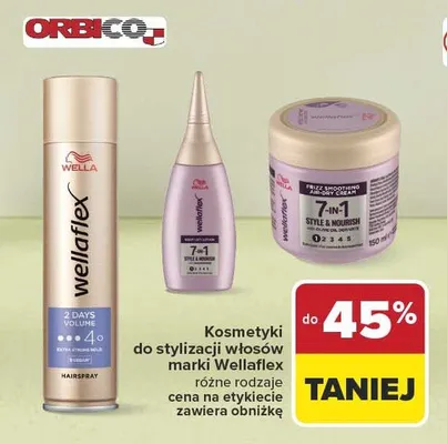 Kosmetyki do stylizacji włosów Wellaflex promocja w Carrefour Market
