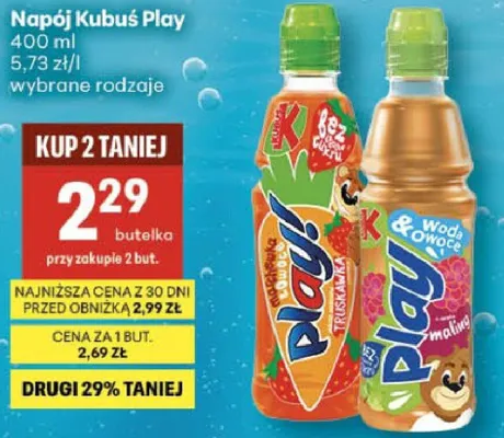 Napój Kubuś Play różne rodzaje promocja w Delikatesy Centrum