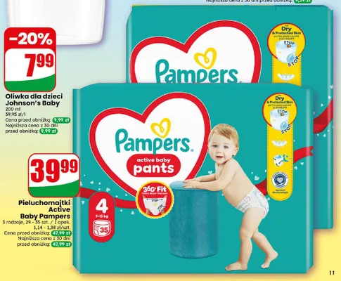 Pieluchomajtki Active Baby Pampers promocja w Dino