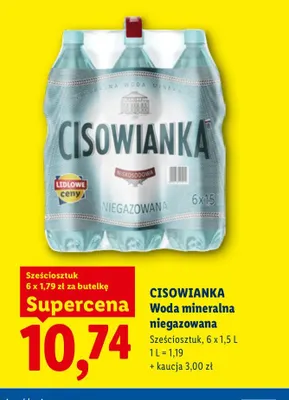 Woda mineralna niegazowana Cisowianka 6-pak promocja w Lidl