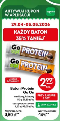 Baton protein go on waniliowy, kakaowy promocja w Żabka