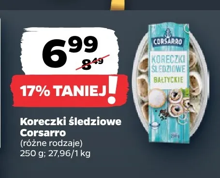 Koreczki śledziowe Corsarro promocja w Netto