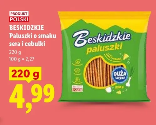 Paluszki o smaku sera i cebulki Beskidzkie promocja w Lidl