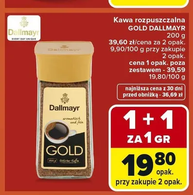 Kawa rozpuszczalna Dallmayr Gold promocja w Carrefour Market