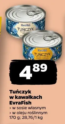 Tuńczyk w kawałkach w sosie własnym promocja w Netto