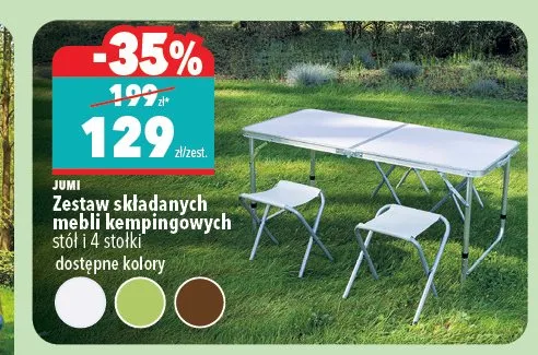Zestaw składanych mebli kempingowych JUMI stół i 4 stołki promocja w Biedronka Home
