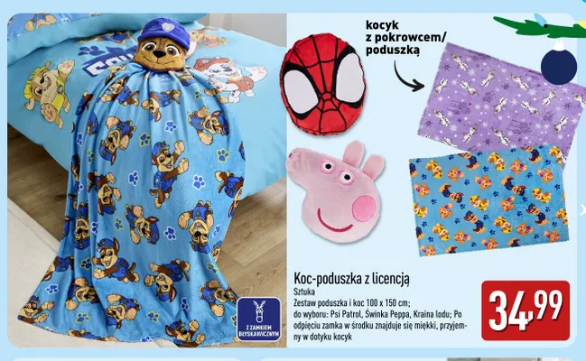 Koc-poduszka z licencją 100x150 cm promocja w Aldi