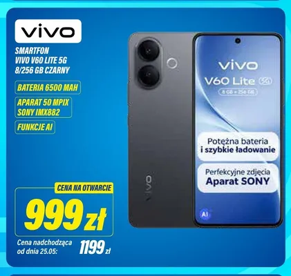 Smartfon vivo V60 Lite 5g 8/256 GB czarny promocja w RTV EURO AGD