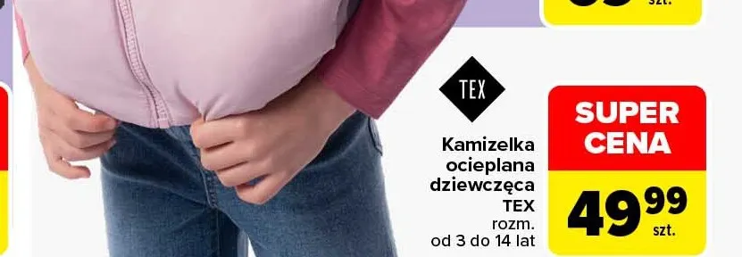 Kamizelka ocieplana dziewczęca TEX promocja w Carrefour