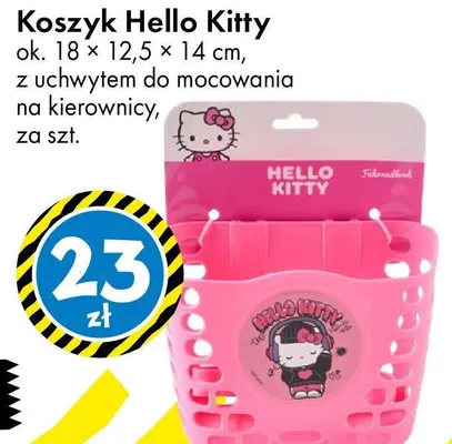 Koszyk Hello Kitty ok. 18 × 12,5 × 14 cm, z uchwyłem do mocowania na kierownicę promocja w Tedi