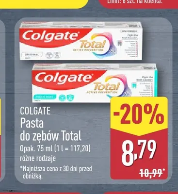 Pasta do zębów Total Colgate promocja w Aldi