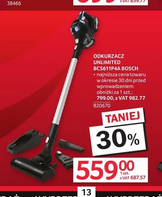 Odkurzacz pionowy Bosch Unlimited promocja w Selgros