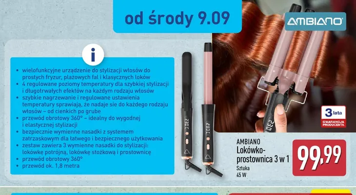 Lokówko-prostownica 3 w 1 Ambiano promocja w Aldi