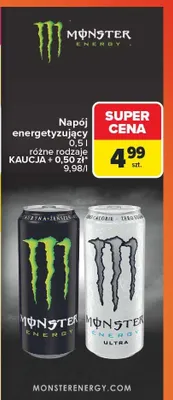 Napój energetyzujący różne rodzaje Monster Energy promocja w Carrefour