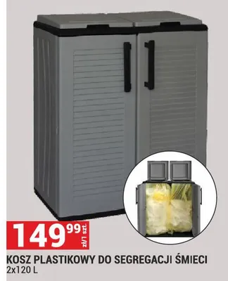 KOSZ PLASTIKOWY DO SEGREGACJI ŚMIECI 2x120 L promocja w Merkury Market