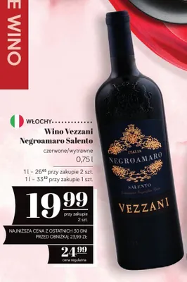 Wino Vezzani Negroamaro Salento czerwone wytrawne promocja w POLOmarket