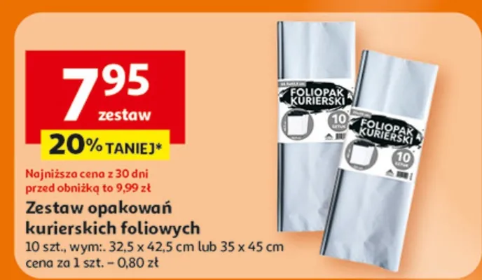 Zestaw opakowań kurierskich foliowych promocja w Auchan