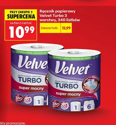 Ręcznik papierowy Velvet Turbo 3-warstwowy promocja w Biedronka