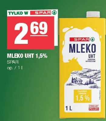 Mleko UHT 1,5% promocja w SPAR