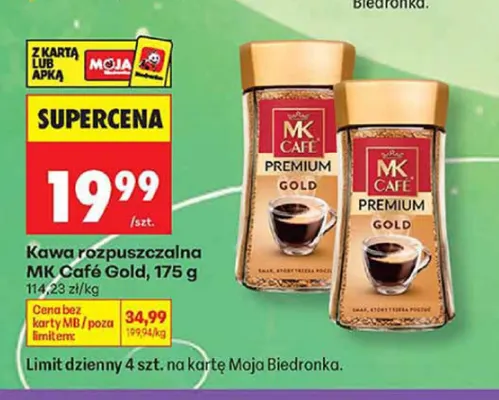 Kawa rozpuszczalna MK Café Premium Gold promocja w Biedronka