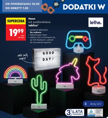 Podświetlana tablica LED promocja w Biedronka
