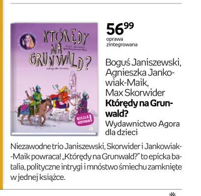 Książka Którędy na Grunwald? Boguś Janiszewski Agnieszka Jankowiak-Maik Max Skorwider oprawa zintegrowana promocja w Empik