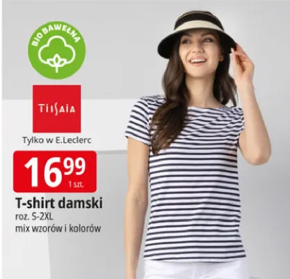 T-shirt damski Tissaia roz. S-2XL promocja w Leclerc