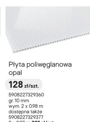 Płyta poliwęglanowa opal promocja w Castorama