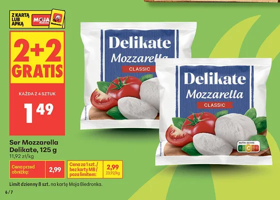 Ser Mozzarella Delikate Classic promocja w Biedronka