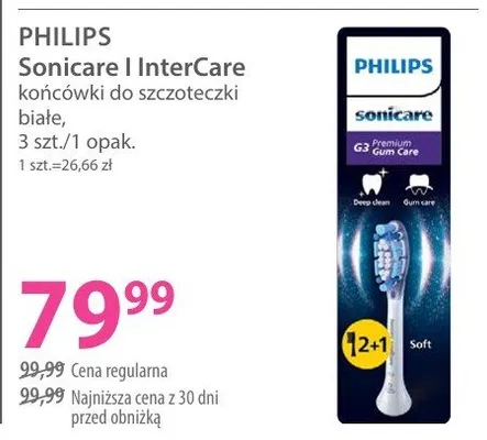 Końcówki do szczoteczki Philips Sonicare I InterCare białe promocja w Hebe