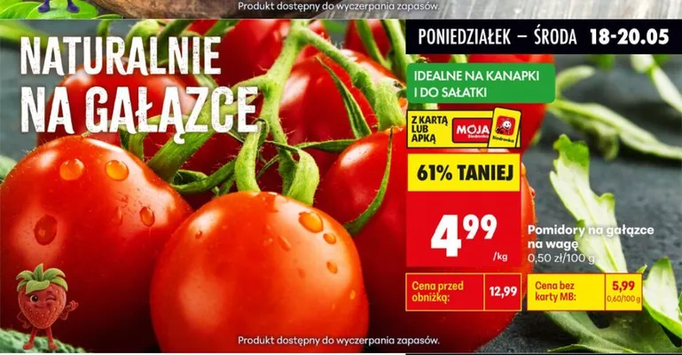 Pomidory na gałązce promocja w Biedronka