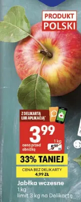 Jabłka wczesne promocja w Delikatesy Centrum