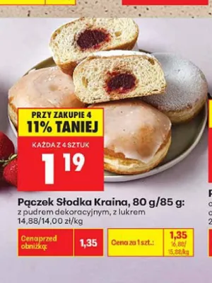 Pączek Słodka Kraina z pudrem dekoracyjnym promocja w Biedronka