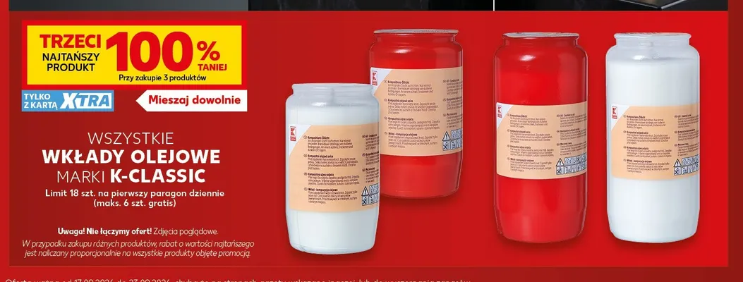 Wkłady olejowe marki K-Classic promocja w Kaufland