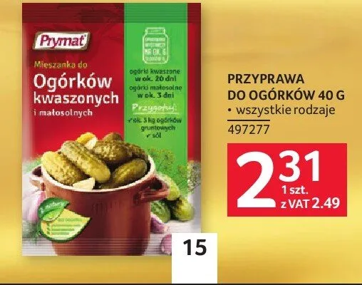 Mieszanka do ogórków kwaszonych i małosolnych Prymat promocja w Selgros