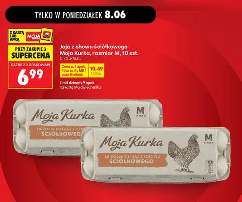 Jaja z chowu ściółkowego Moja Kurka rozmiar M promocja w Biedronka
