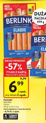 Parówki Classic Berlinki promocja w Intermarche