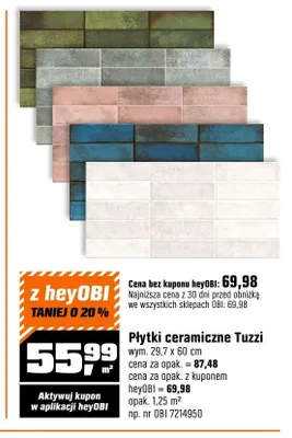 Płytki ceramiczne Tuzzi wym. 29,7x60cm promocja w OBI