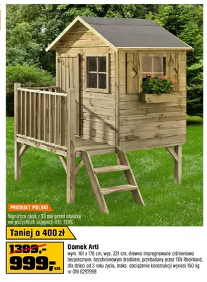 Domek Arti drewno impregnowane ciśnieniowo 161x179cm wys. 221cm promocja w OBI